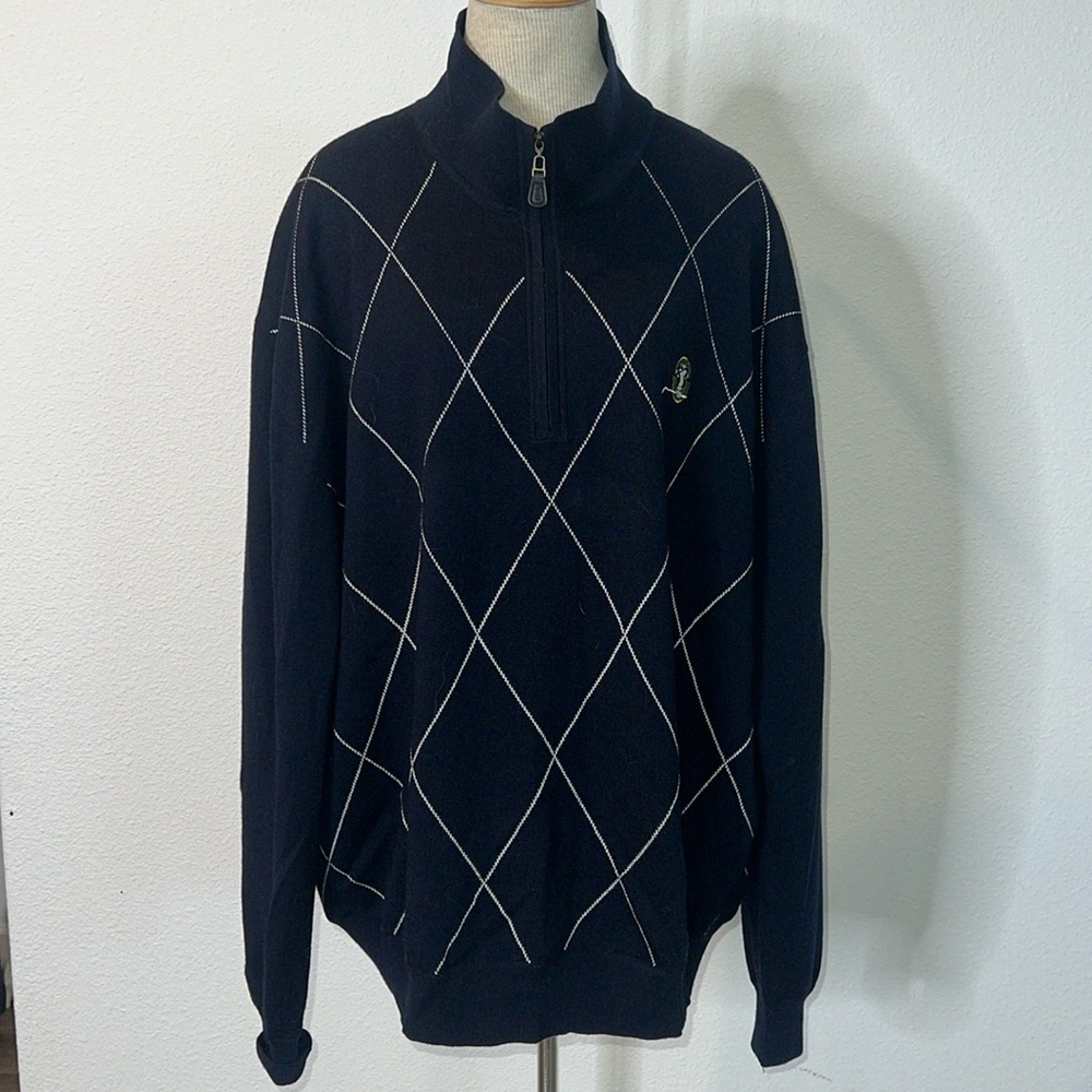 Fairway & Greene Italian Merino Wool Stonewall Golf Club Quarter Zip Sweater